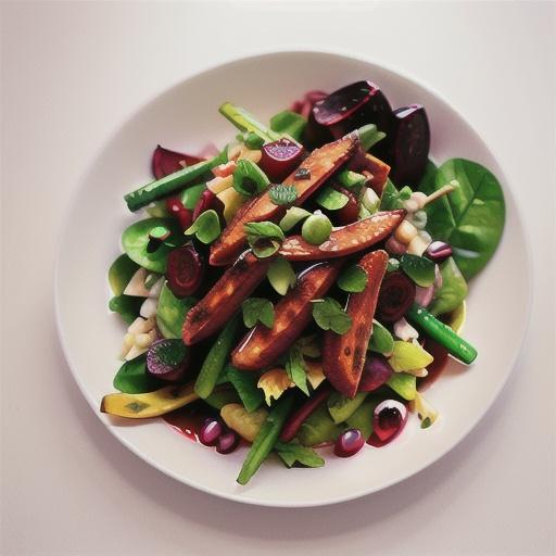 Warm duck salad with beetroot and pomegranate