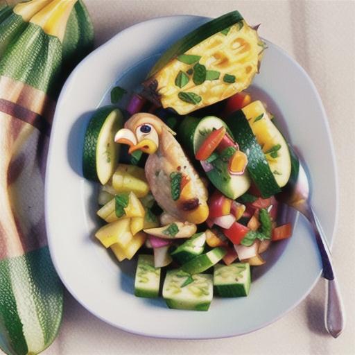 Portuguese chicken with cucumber and pineapple salsa