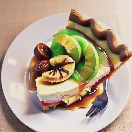 Lime pie with caramel bananas