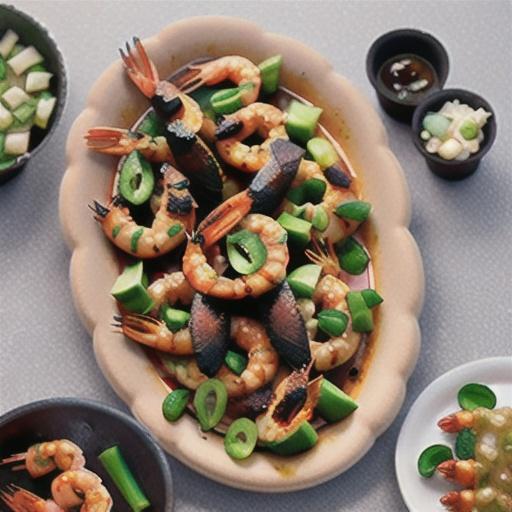 Barbecued Creole-style prawns