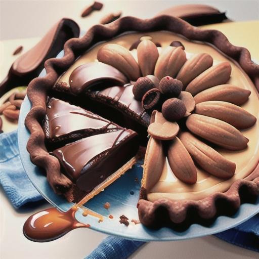 Caramel, chocolate and almond praline brownie pie