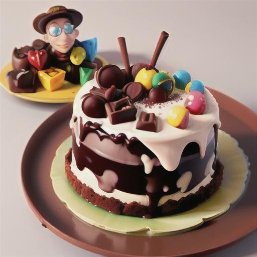 Double-chocolate mud and mousse cake with spun toffee