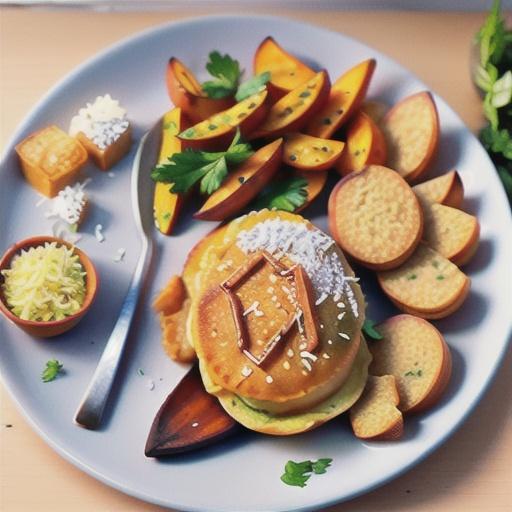 Crumbed fish with sweet potato chips