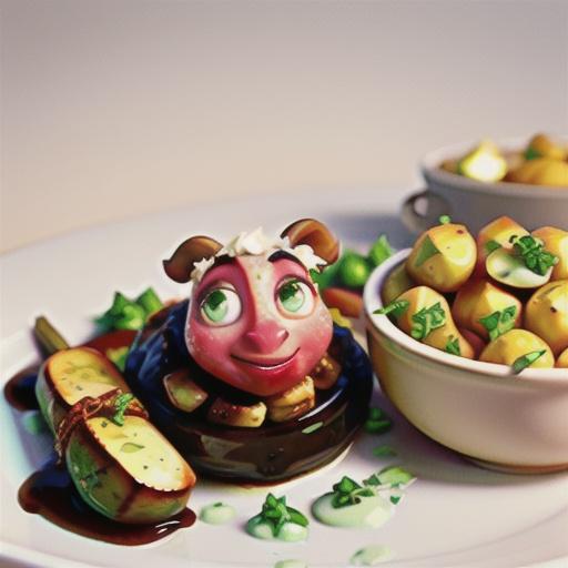 Balsamic lamb rack with potato salad