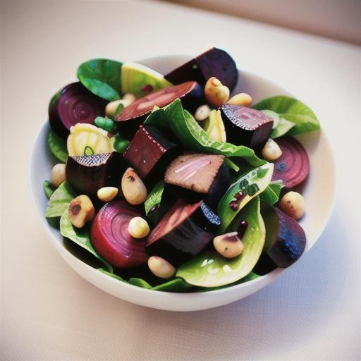 Lamb, beetroot, walnut and bean salad