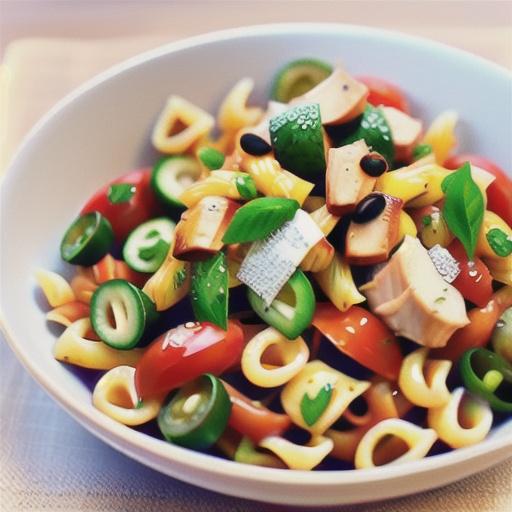 Warm chicken pasta salad