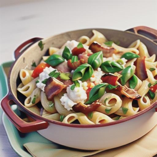 One-pot pasta with bacon, tomato and ricotta