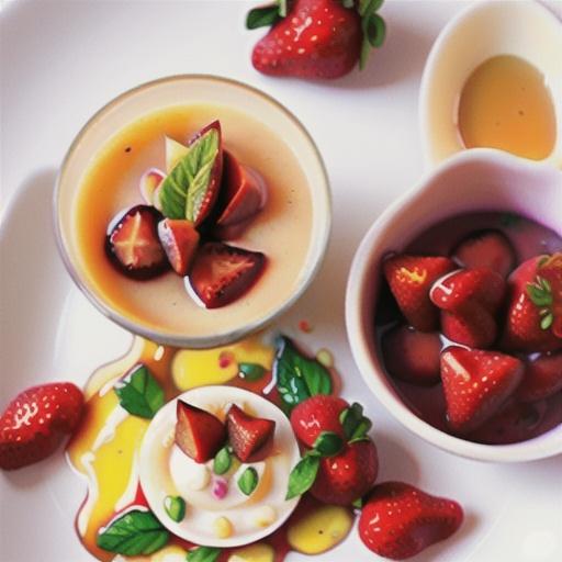 Honey panna cotta with spiced strawberries