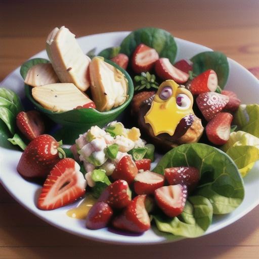 Strawberry-Feta Chicken Salad with Roasted Strawberry-Balsamic Dressing