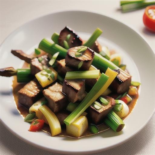 Grilled lamb and spring onion skewers