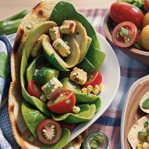 Crunchy corn and tortilla salad with tomato dressing