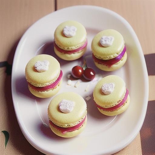 White chocolate and cherry macaroons