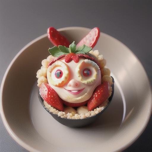 Strawberry Whip in a Black Sesame Tuile