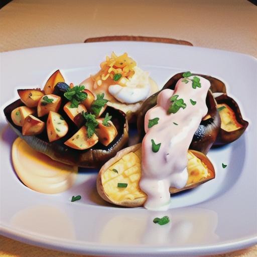 Chicken Stuffed Potatoes with Alfredo Sauce