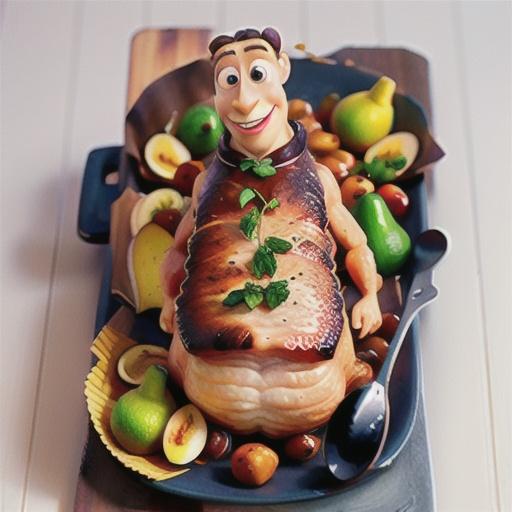 Roast pork neck with maple pears