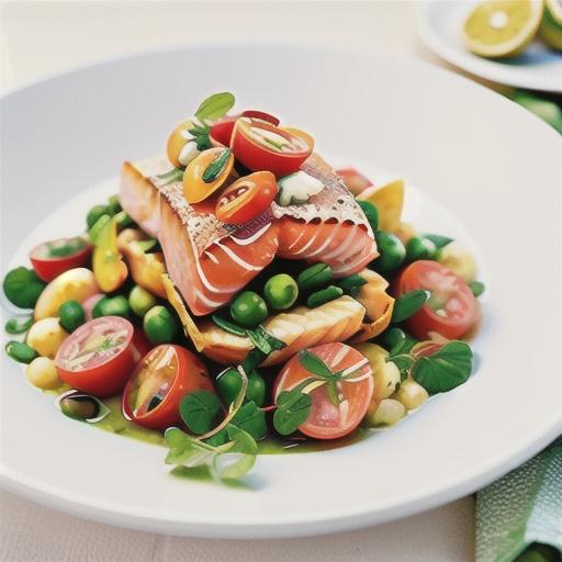 Salmon with watercress, tomato & tarragon caper dressing