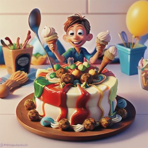 'Spaghetti and meatballs' ice-cream cake