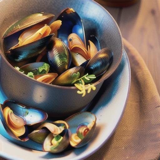 Mussels cooked in ale with garlic and eschalot
