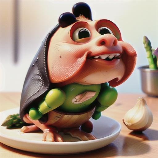 Salmon with garlic bean puree, asparagus & tomatoes