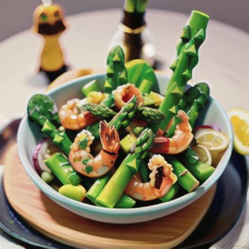 Prawn and asparagus salad with lemon dressing