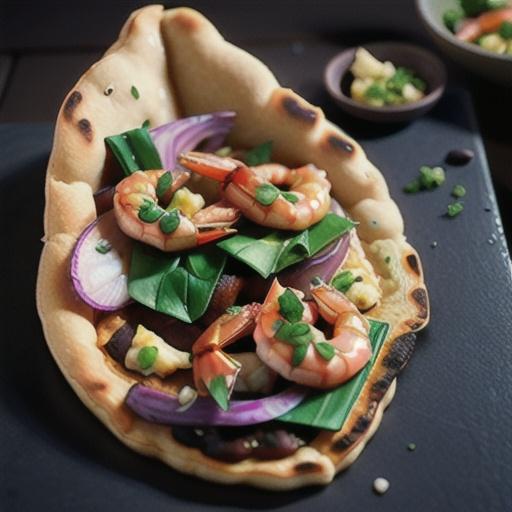 Prawn and bacon flatbreads