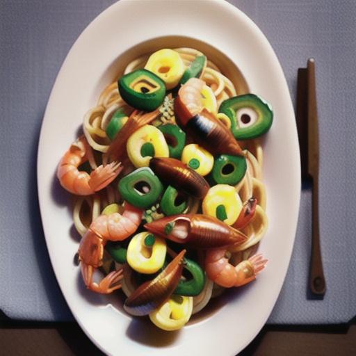 Justine's spaghetti with prawns and eggplant