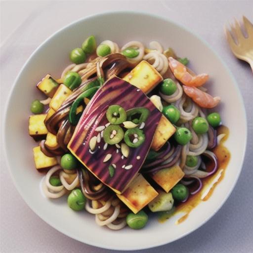 Sticky teriyaki tofu with soba noodle salad