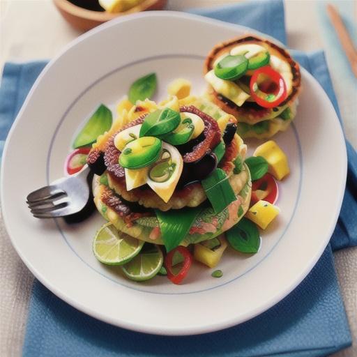 Thai turkey patties on crispy noodles