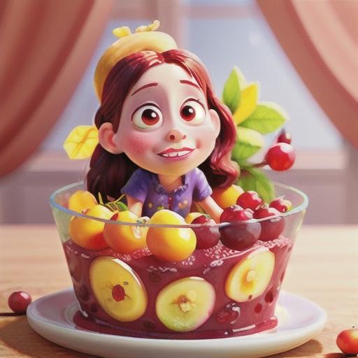 Cranberry jelly with lychees and peaches