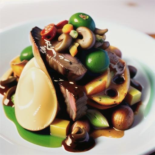 Steak with mushroom ragout and polenta