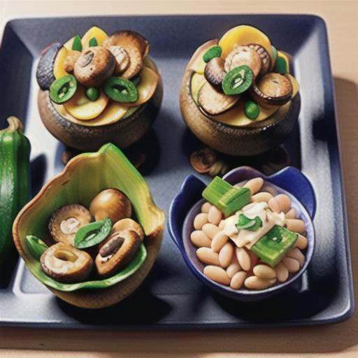 White bean-stuffed mushrooms with cheesy zucchini topping