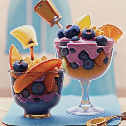 Blueberry and amaretti sundaes