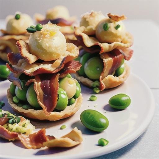 Pea and parmesan tart with smoky bacon