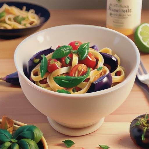 Tomato, eggplant and fetta linguine