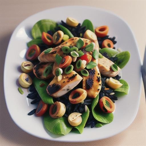 Moroccan-spiced chicken and black rice salad