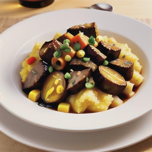 Beef casserole with soft polenta