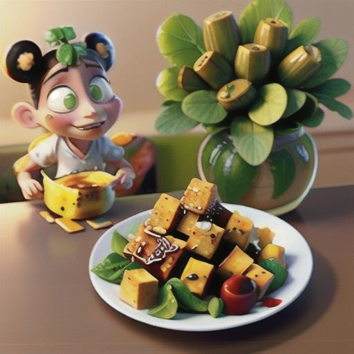 Steamed tofu and Asian greens with sticky honey soy sauce