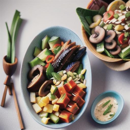 Mushroom mince buddha bowl with ginger and lemongrass dressing recipe