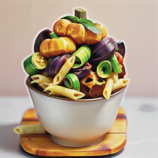 Pumpkin and silverbeet penne