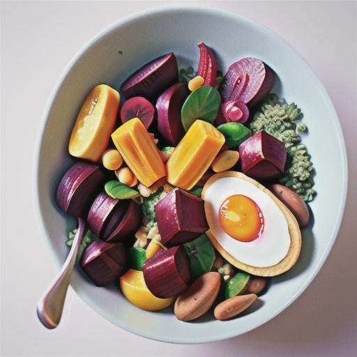 Dukkah-rolled eggs with freekeh and beetroot