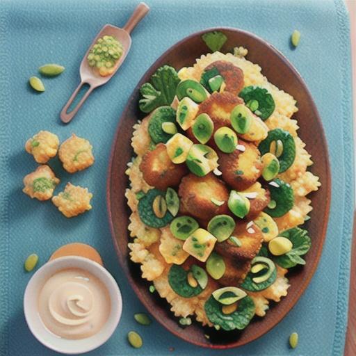 Cauliflower tahini fritters with warm quinoa tabouleh