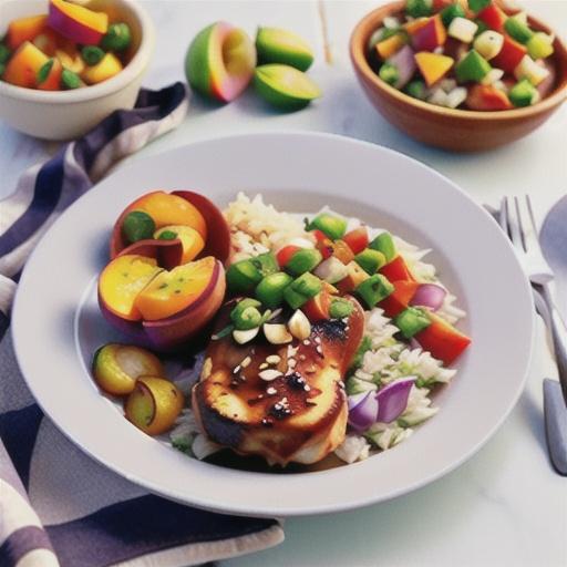 Caraway pork chops with peach salsa