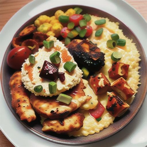 Spicy Oven-Fried Chicken with Cheese Grits and Chorizo Reduction