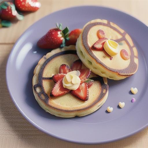 Pikelets with strawberries and sweetheart butter