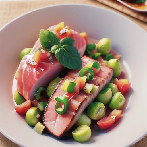 Tuna with pink grapefruit salsa