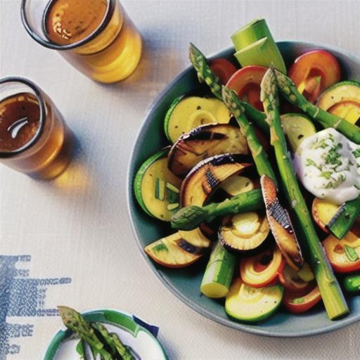 Grilled asparagus and zucchini salad