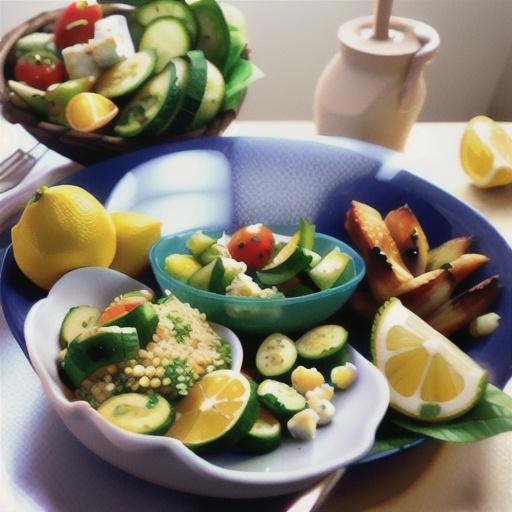 Lemon Herb Chicken with Couscous and Cucumber Salad