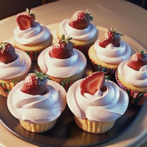 Honey Cupcakes with Strawberries