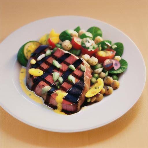 Chargrilled steak with spiced red lentil salad
