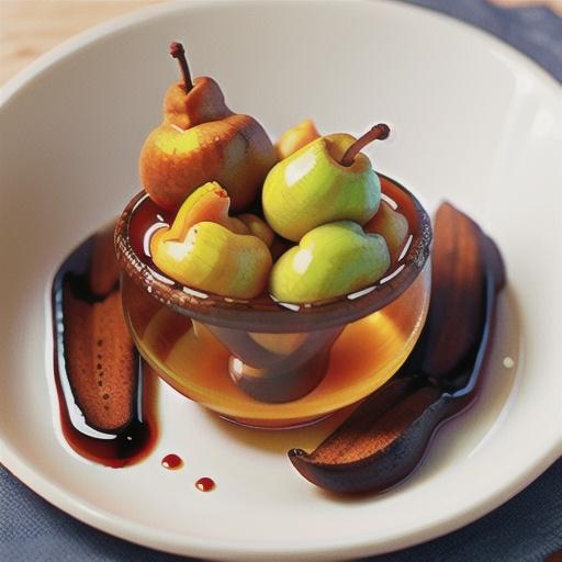 Poached pears in ginger and cinnamon syrup